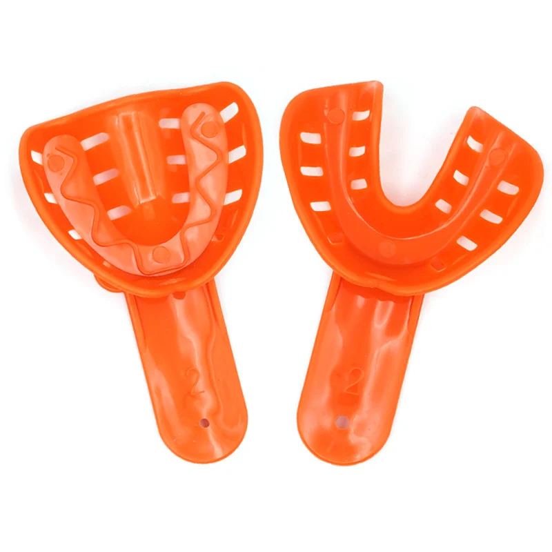 12pcs Dental Impression Trays Teeth Holder Colorful Dentist Materials For Adult And Children Oral Care Disposable Plastic Tools