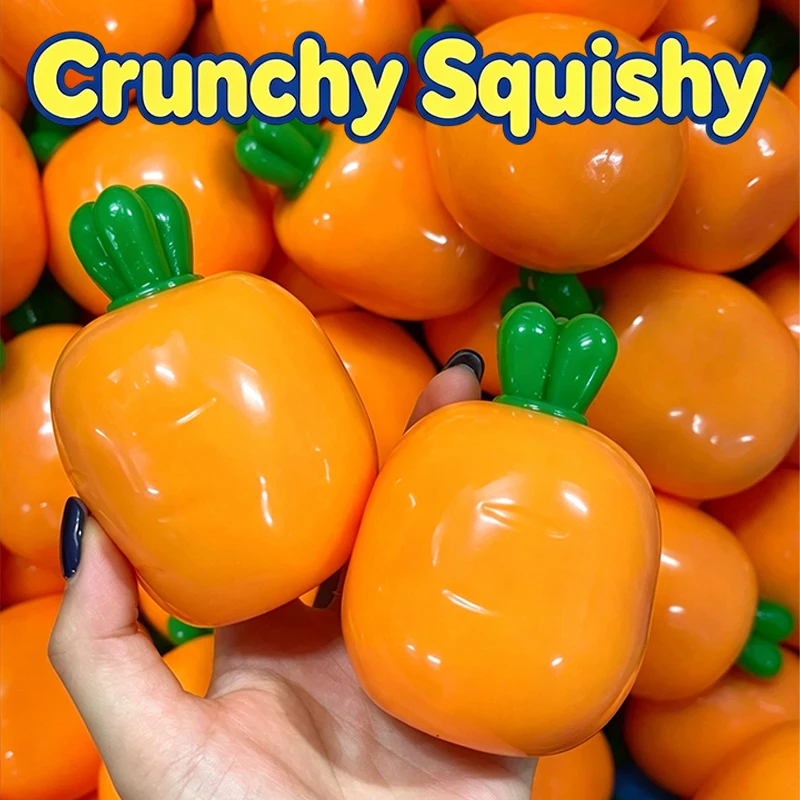 Carrot Crunchy Squishy Handmade Ball Squeeze Toy Round Blocks Filled Stress Relief Fidget Toy Decompression Toy Gifts for Adult
