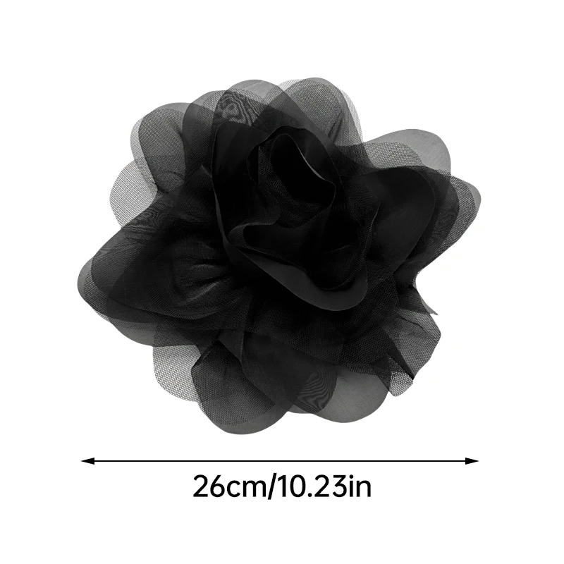 French Pleated Mesh Large Flower Applique with Pin 3D Floral Corsage DIY Sewing Clothing Accessories Dress Decor Flower Patch