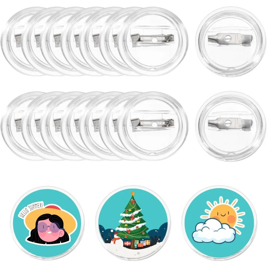 

MECCANIXITY 50 шт. пустые пуговицы, значки для шитья, акриловые прозрачные 1 дюйм для поделок, фото булавки на одежде, шапках Ba