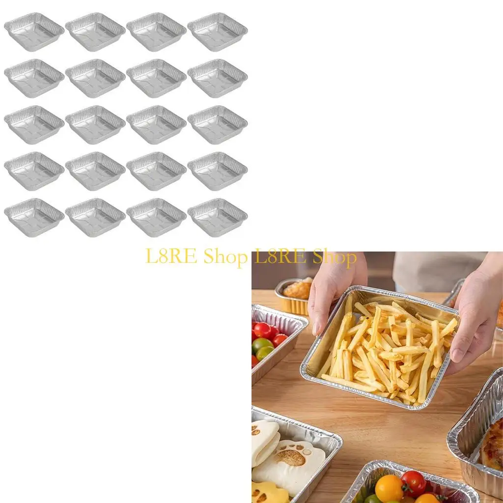 L8RE 20pcs Aluminiumfolie Backschalen für Ofen- und Luftfritteusen -BBQ -Kochzubehör