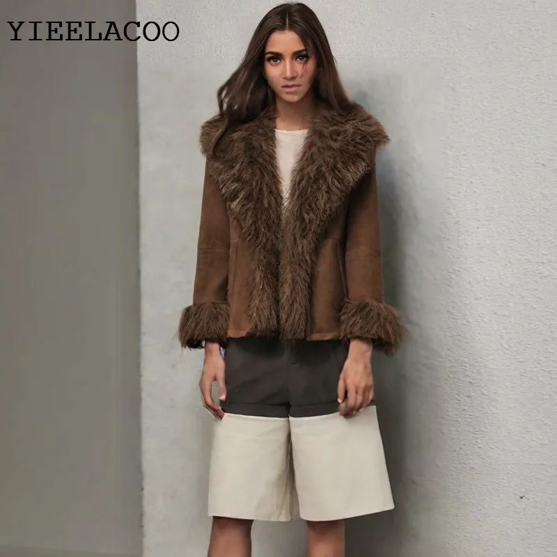 

Коричневая женская куртка с воротником из искусственного меха, рабочая одежда, модное повседневное цельное весенне-осеннее пальто, классическая универсальная куртка