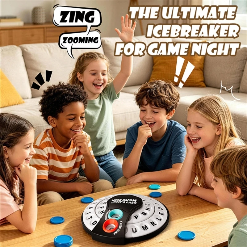 Letter Matching Word Challenge Board Game with Two Letter Uppercase English Prompts, and a Compact Board for 15UB