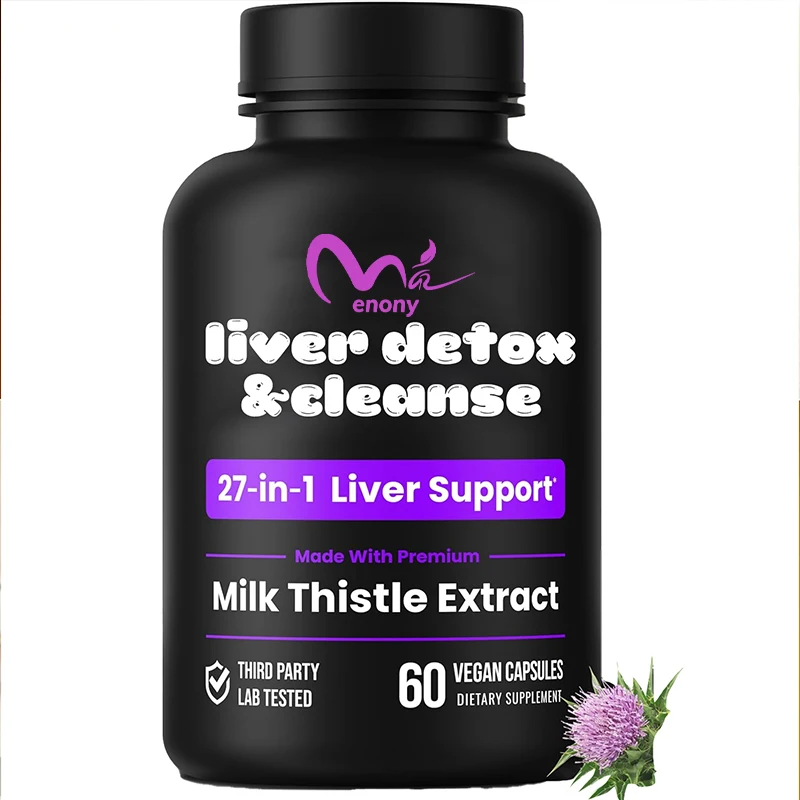 Liver cleansing and repair formula, 20+herbs: containing silicon crystal, thistle, dandelion, chicory root powder, 60 capsules