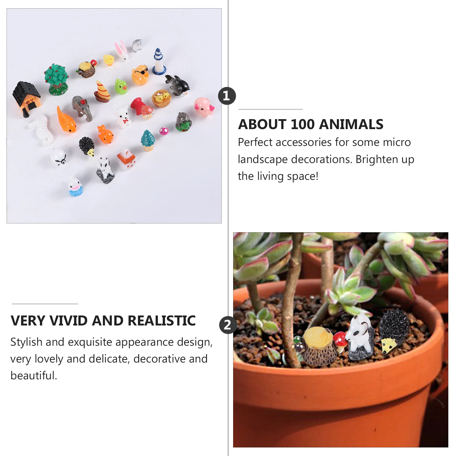 

100pcs Accessories Miniature Landscape Resin Ornament Cartoon Micro Decor Diy Accessories Craft Garden Statue