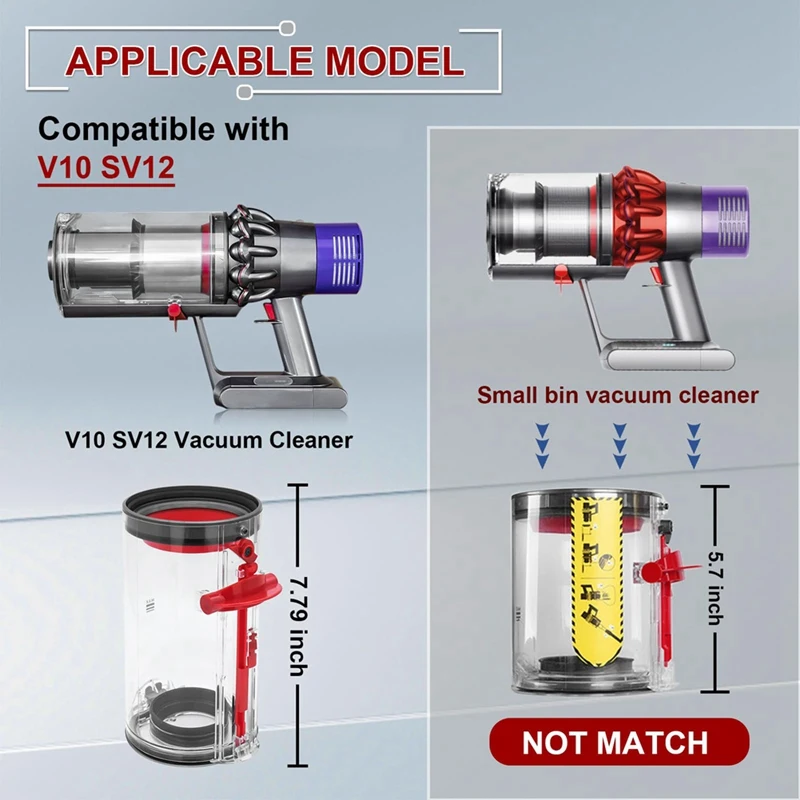 A23T Replacement Dust Container Bin for Dyson V10 SV12 Vacuum Cleaner, Vacuum Cleaner Accessories Parts