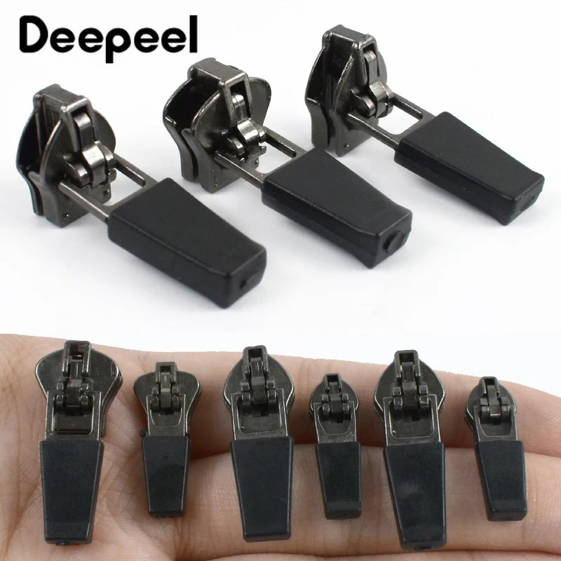 

50/100Pcs 3# 5# Black Nylon/Resin Zippers Puller Reverse/Normal Zipper Slider Coat Tent Closure Zip Head Repair Kits Accessories