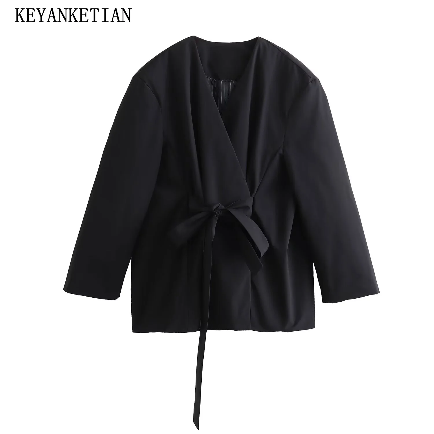 KEYANKETIAN New Launch women\'s Lace Up Decoration Kimono Suit elegante Design Oversize Casaco Feminino capispalla Blazer