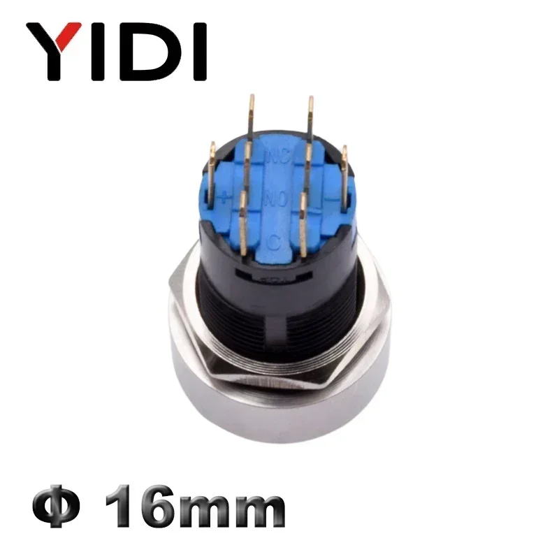 16mm Metal Rotary Selector Switch 2 3 Position On Off 12V Led Light Red Green Push Button Switch 1NO1NC 2NO2NC Latching SPDT