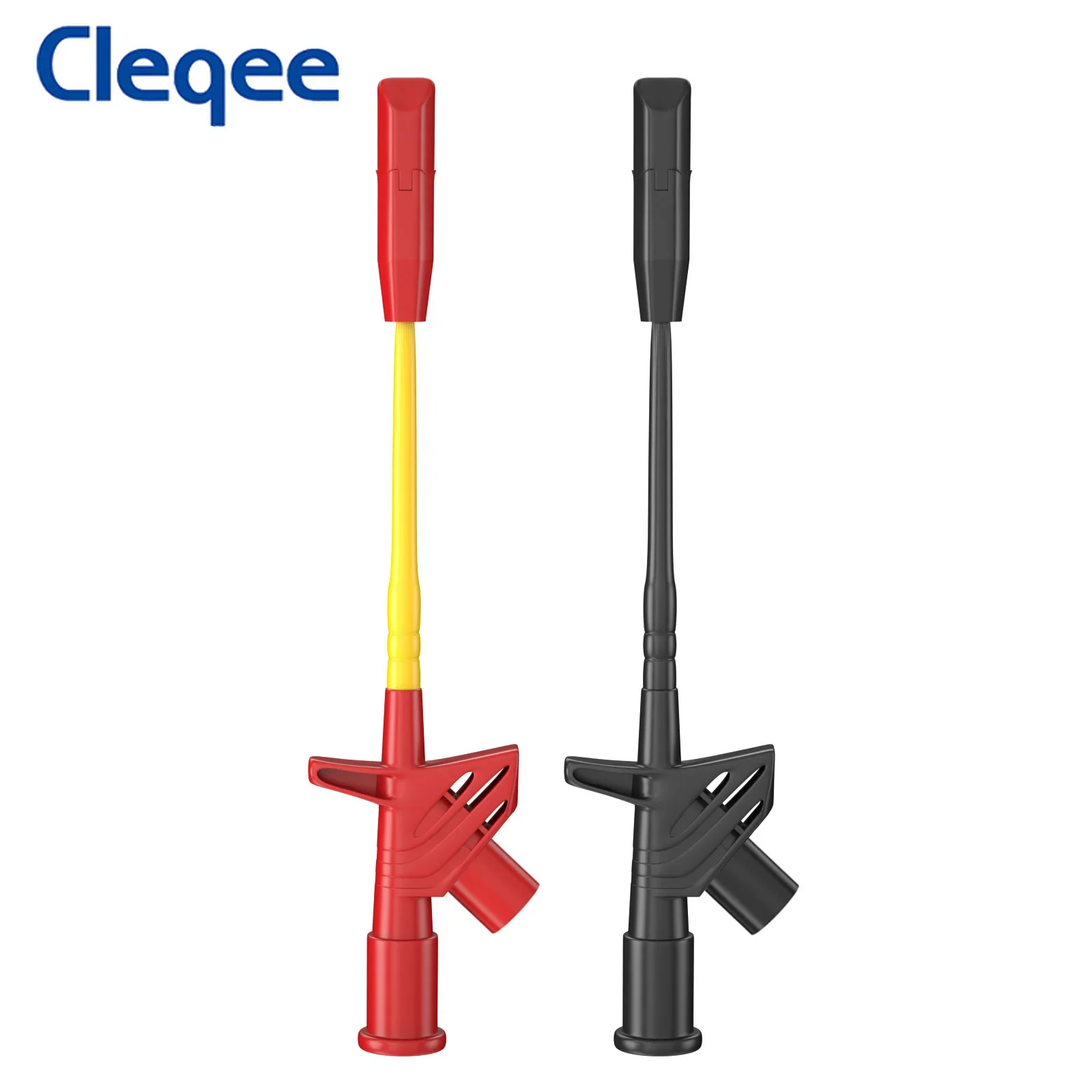 Cleqee P5005 2pcs Professional Test Hook Clip Quick Wire Piercing Probe Multimeter Needles with 4mm Socket Automotive Tool