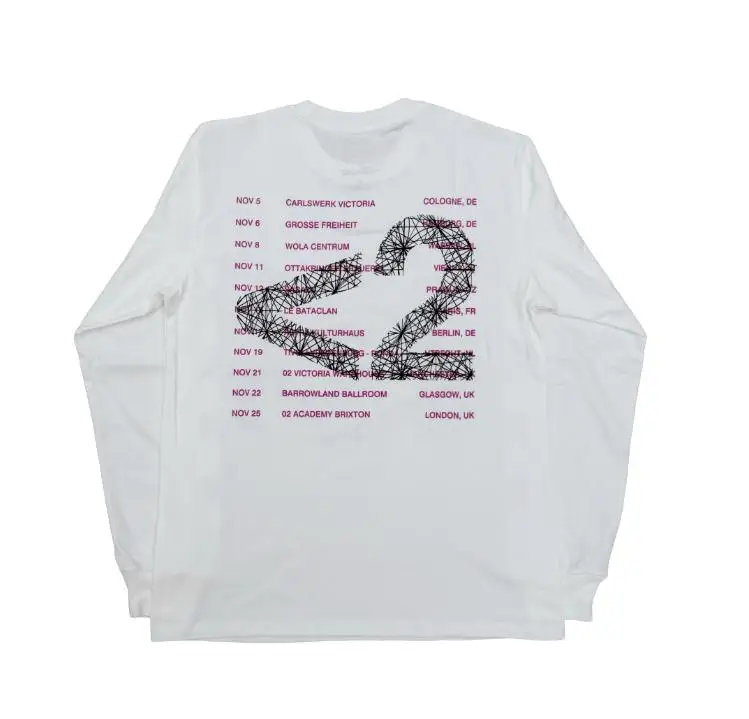 New Men 2hollis White Tour Star Print T Shirts T-Shirt Long sleeves Hip Hop Skateboard Street Cotton T-Shirts Tee Top F