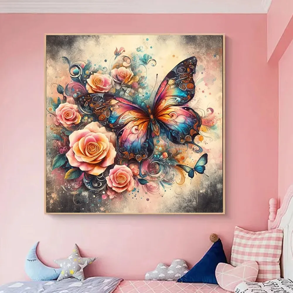 Huacan Diamond Painting Animal Butterfly Full 5d Mosaic Flower Rose New Collection Art Home Decor Gift Craft Kit