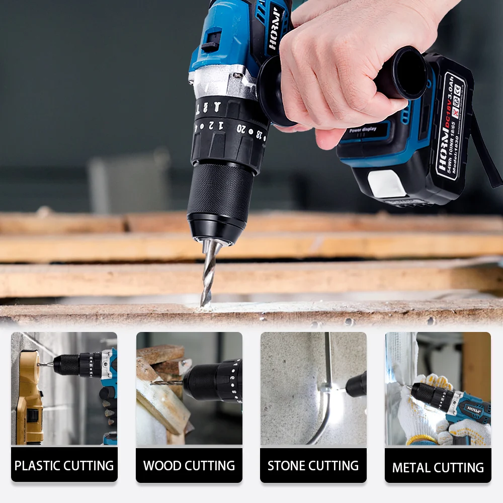 Hormy 120N. m Brushless Multifunctional Drill Without Battery Dual Speed Electric Screwdriver Compatible For Makita18V Battery