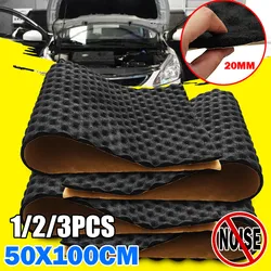 1/2/3PCS 50x100cm 20mm Car Sound Hot Deadener Mat Noise Proof Bonnet Insulation Deadening Hood Engine Firewall Heat Foam Cotton