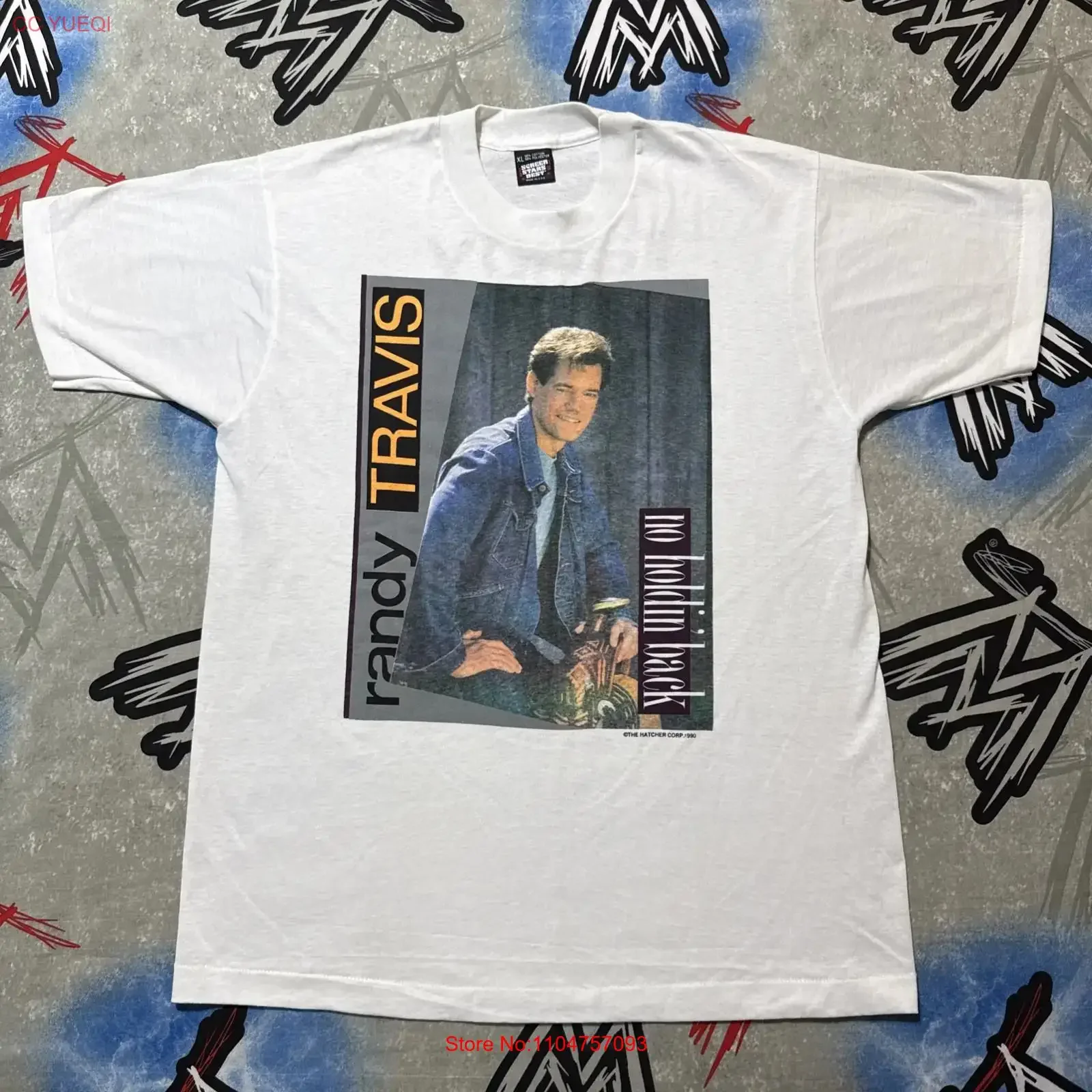 Randy Travis No Holdin' 1990 Concert Tour Back Men's XL T Shirt vintage Washed graphic Casual Breathable designer clothes