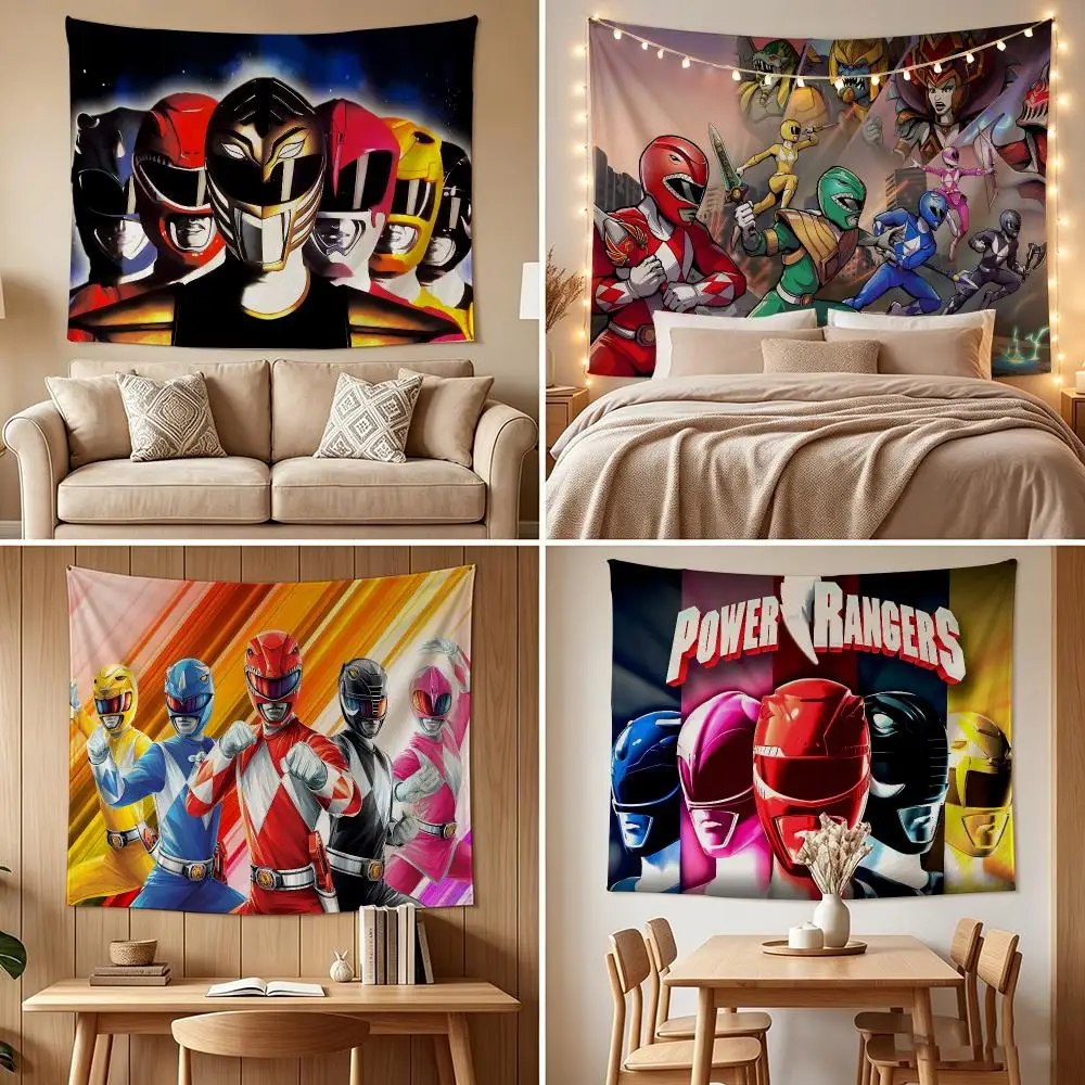 Mighty Morphin Power Rangers Tapestry Custom Living Bedroom Party Dormitory Interior Wall Bohemian Decoration Attached Clip