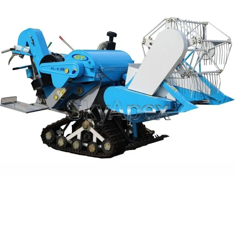 Wetland Special Tracked Combine Harvester Compact Grain Harvest Device For Paddy Rice Small Scale Farming Field Work