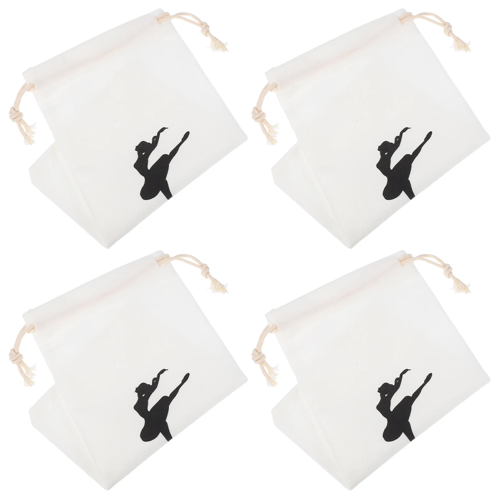 

4 Pcs Pointe Shoe Storage Bags Washable Ballet Shoe Bags Canvas Drawstring Dance Accessories Carrying Lightweight Portable