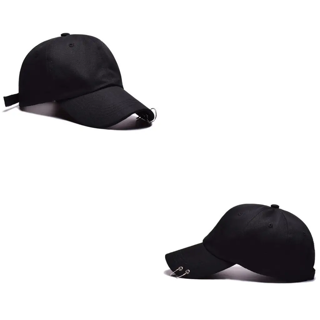 39BD Adult Baseball Cap Color Black Cotton Adjustable Trucker Dad Hat with Ring