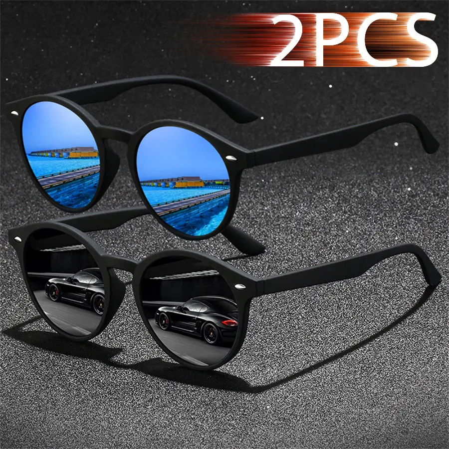2-3Pieces Fashion Vintage oval Sunglasses Men Women Fishing Driving Man Luxury Brand Designer Sun Glasses Retro Eyewea