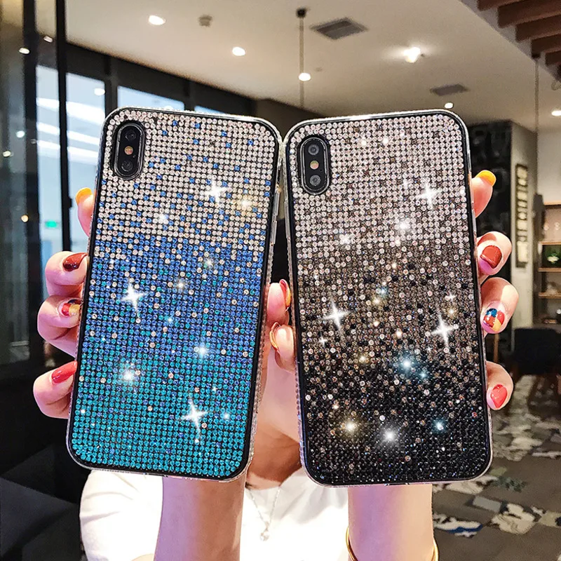 Gradual Glitter Phone Case For Samsung S24 S23 S22 S21 S20 S10 Plus Ultra Note 20 iPhone 15 14 13 12 11 Pro Max X Xs Bling Cover