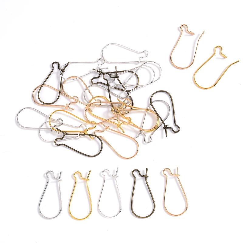 100Pcs/lot French Earring Loop Hoops Wire Hook Components Kidney Not Allergic Ear for Jewelry Making Findings Base Accessories