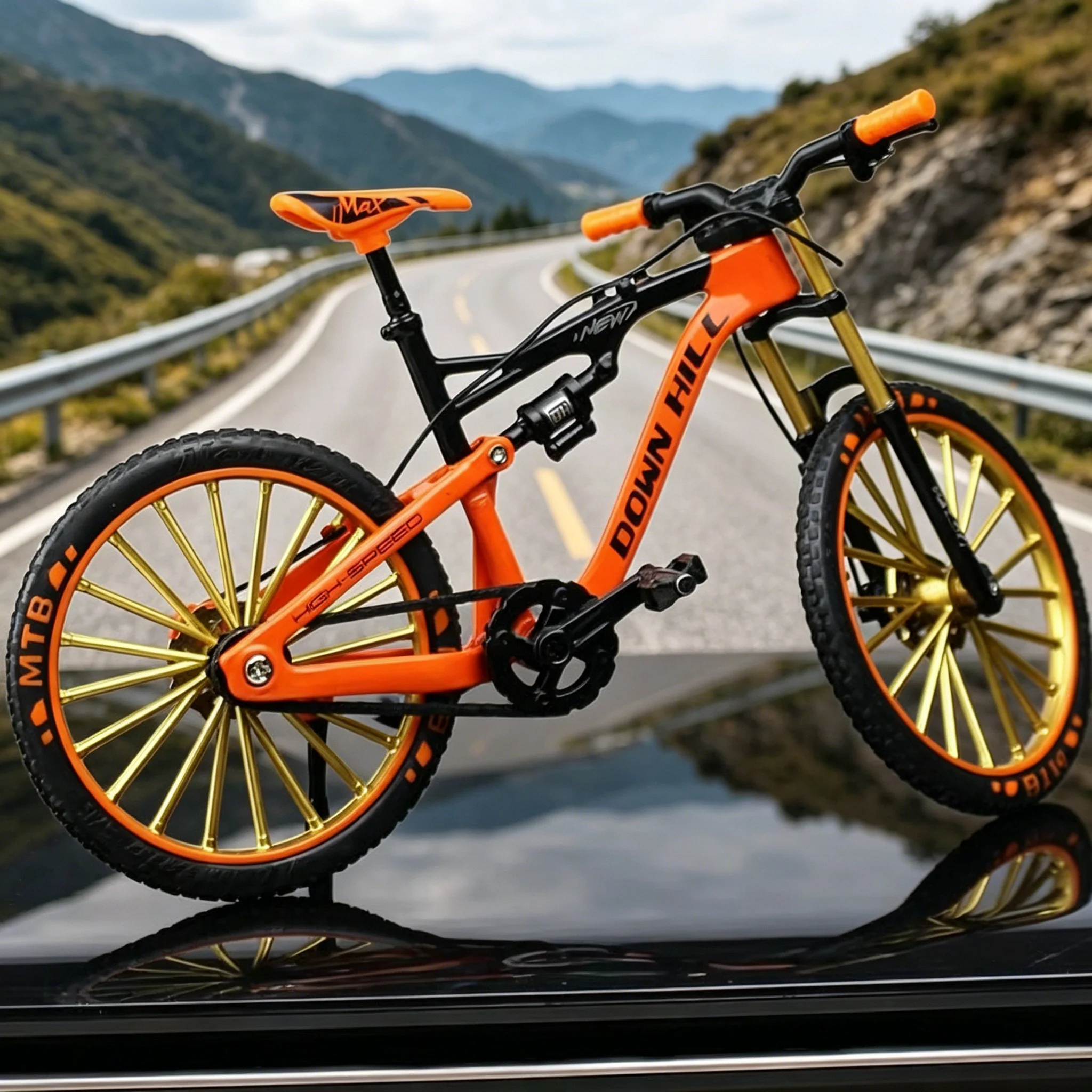 1:10 Mini Diecast Alloy Bike Model, Simulated Finger Mountain & Curved Handle Road Bike, Collectible Racing Toy for Kids