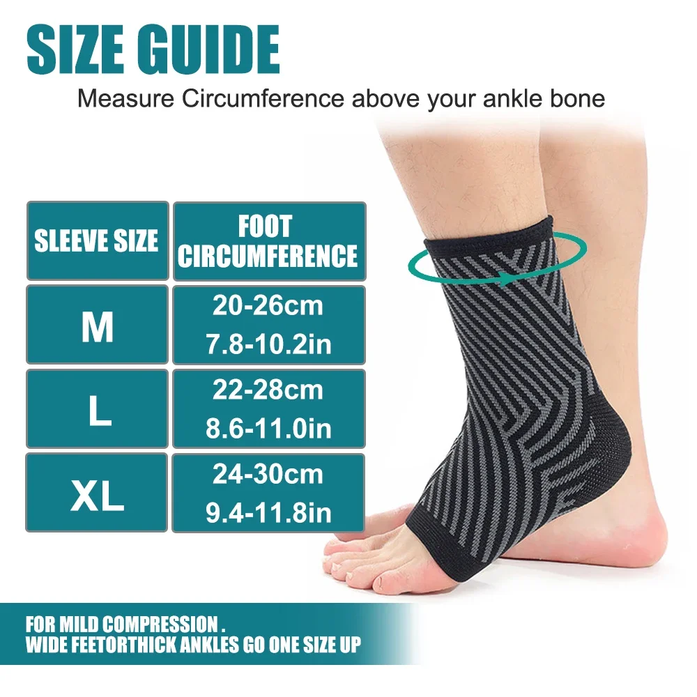 Ankle Brace Compression Support Sleeve for Injury Recovery, Joint Pain. Achilles Tendon Support, Plantar Fasciitis Foot Socks