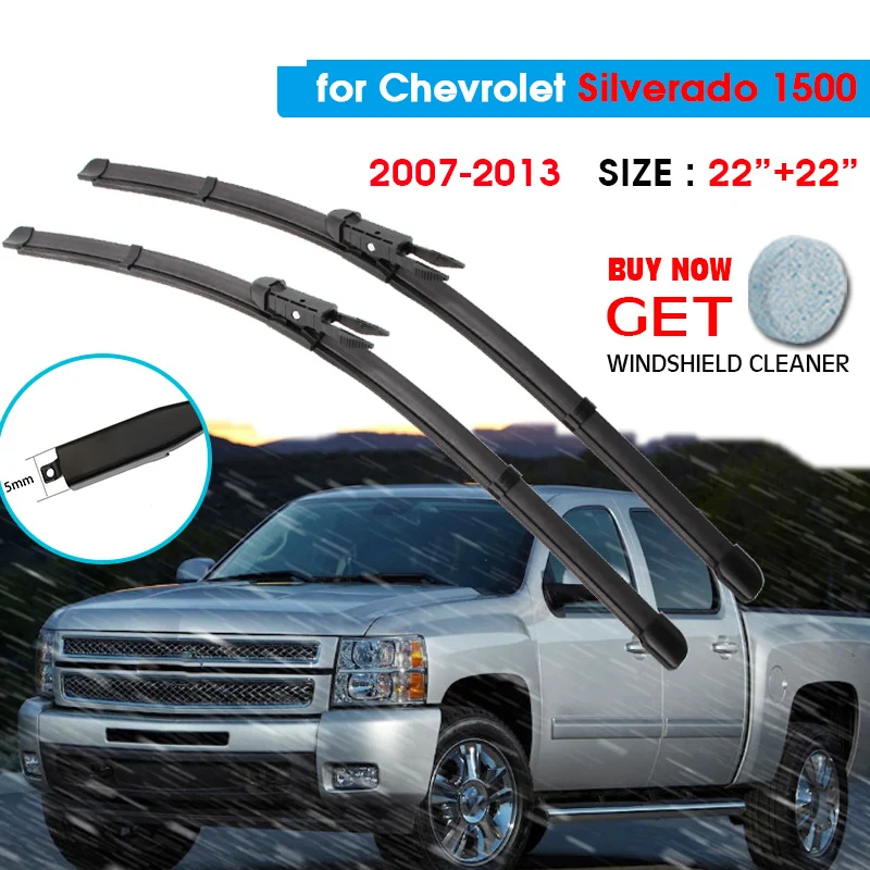

Car Wiper Blade For Chevrolet Silverado 1500 22"+22" 2007-2013 Auto Windscreen Windshield Wipers Blades Window Fit Pinch Tab Arm