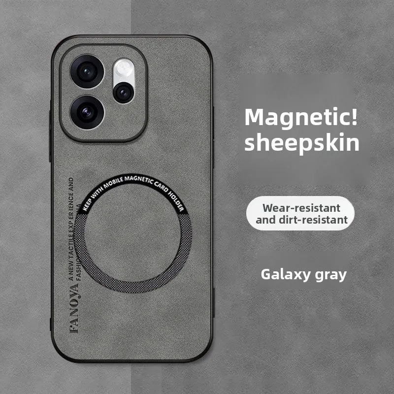 حافظة كلاسيكية من جلد الغنم لهاتف OPPO Reno 15 Pro Max 14 F/FS Pro A6 Pro 4/5G غطاء ممتص للصدمات مغناطيسي مضاد للسقوط