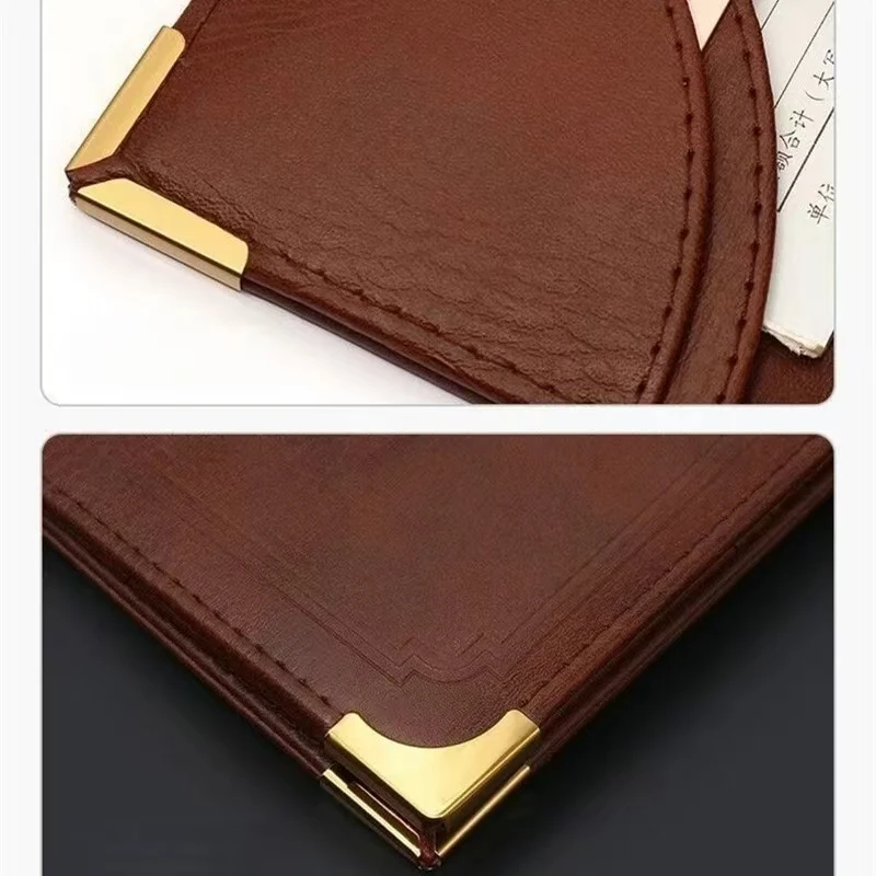 PU Leather Server Book Organizer Restaurant Guest Check Presenters Card Holder Menu Bill Receipt Holder Folder Sign Holder