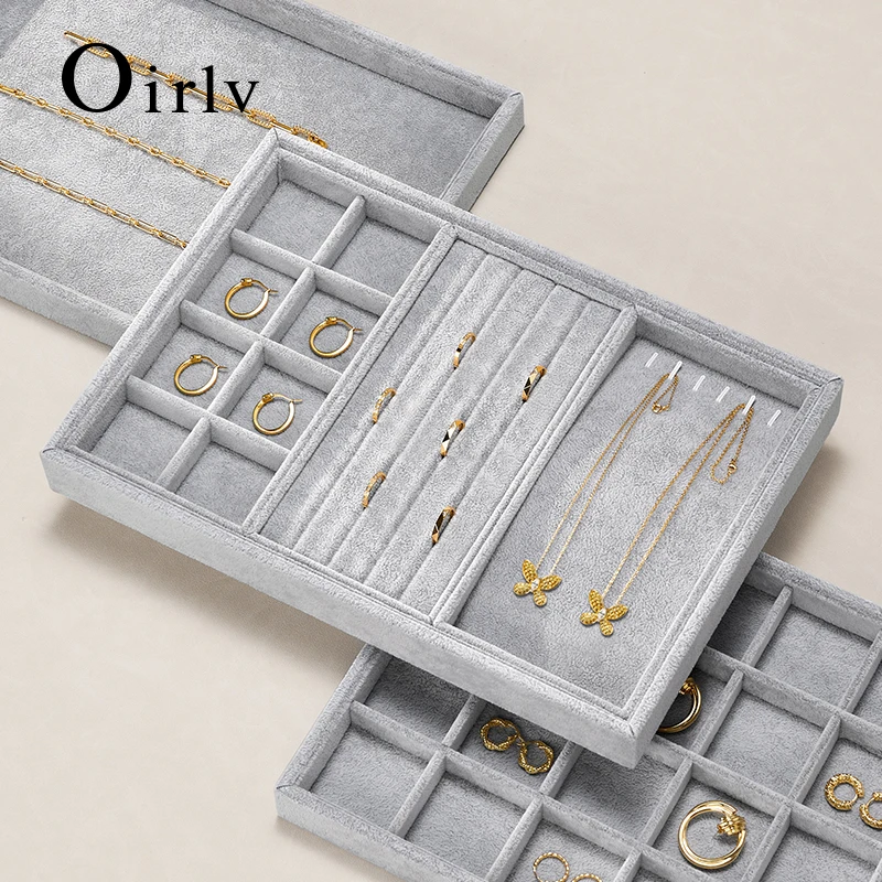 

Oirlv Multifunction Velvet Stackable Jewelry Display Trays Rings Earrings Bracelet Organizer Storage Tray Jewelry Store Props