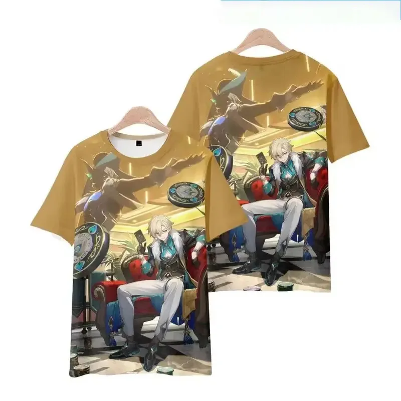 

Футболка для косплея Honkai Star Rail Black Swan, авантюрин, унисекс, полиэстер с 3D принтом, топы с короткими рукавами, модная футболка