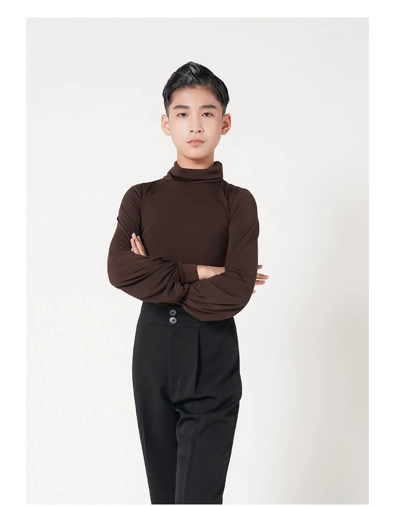 キッズボーイラテンダンス Tシャツ 3 色プロフェッショナルダンストップス V 襟デザインジャズルンバチャチャダンスパフォーマンスダンスウェア