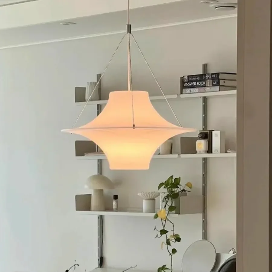 

Middle aged cream style chandelier Bauhaus Nordic creative restaurant dining table study protection UFO lamp atmosphere light