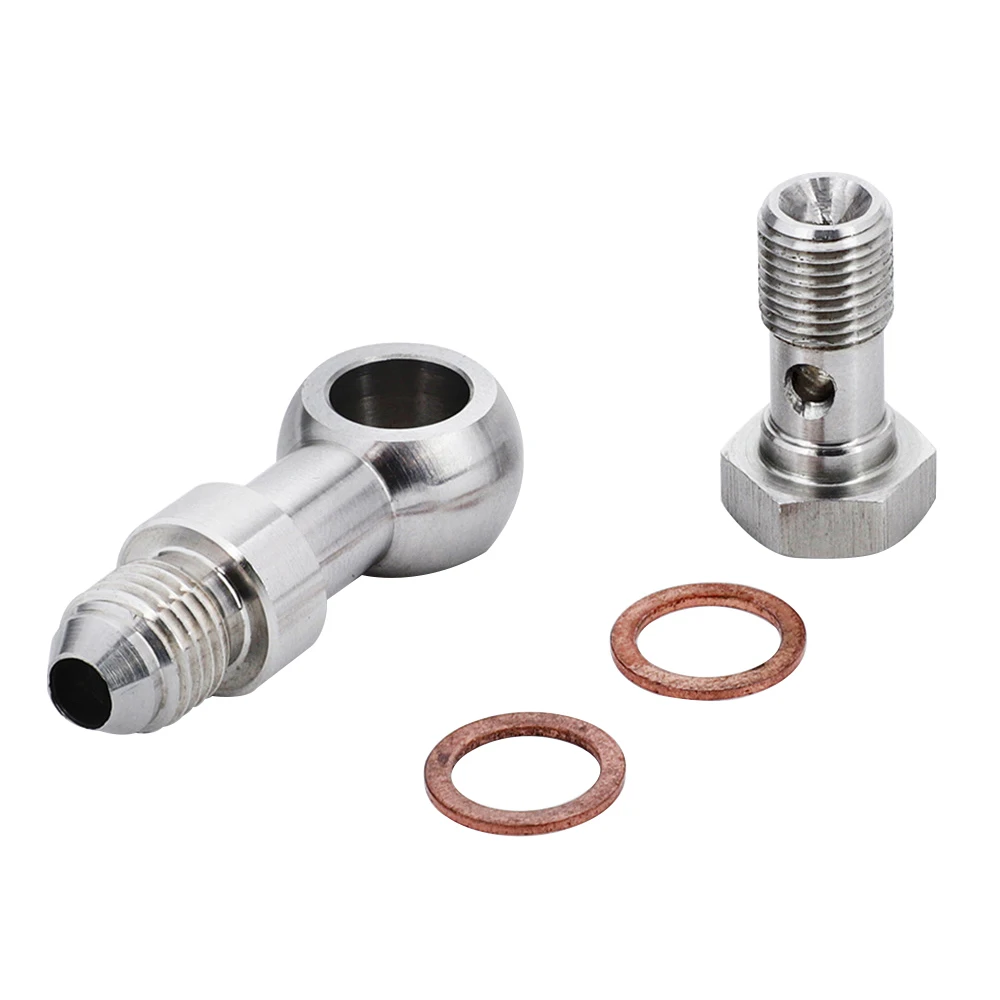 2PCS Turbo Oil Feed Banjo Bolt Kit M10x1.25 to 4AN Turbo Oil Feed for Mitsubishi EVO 1-10 4G63T 4B11T engine