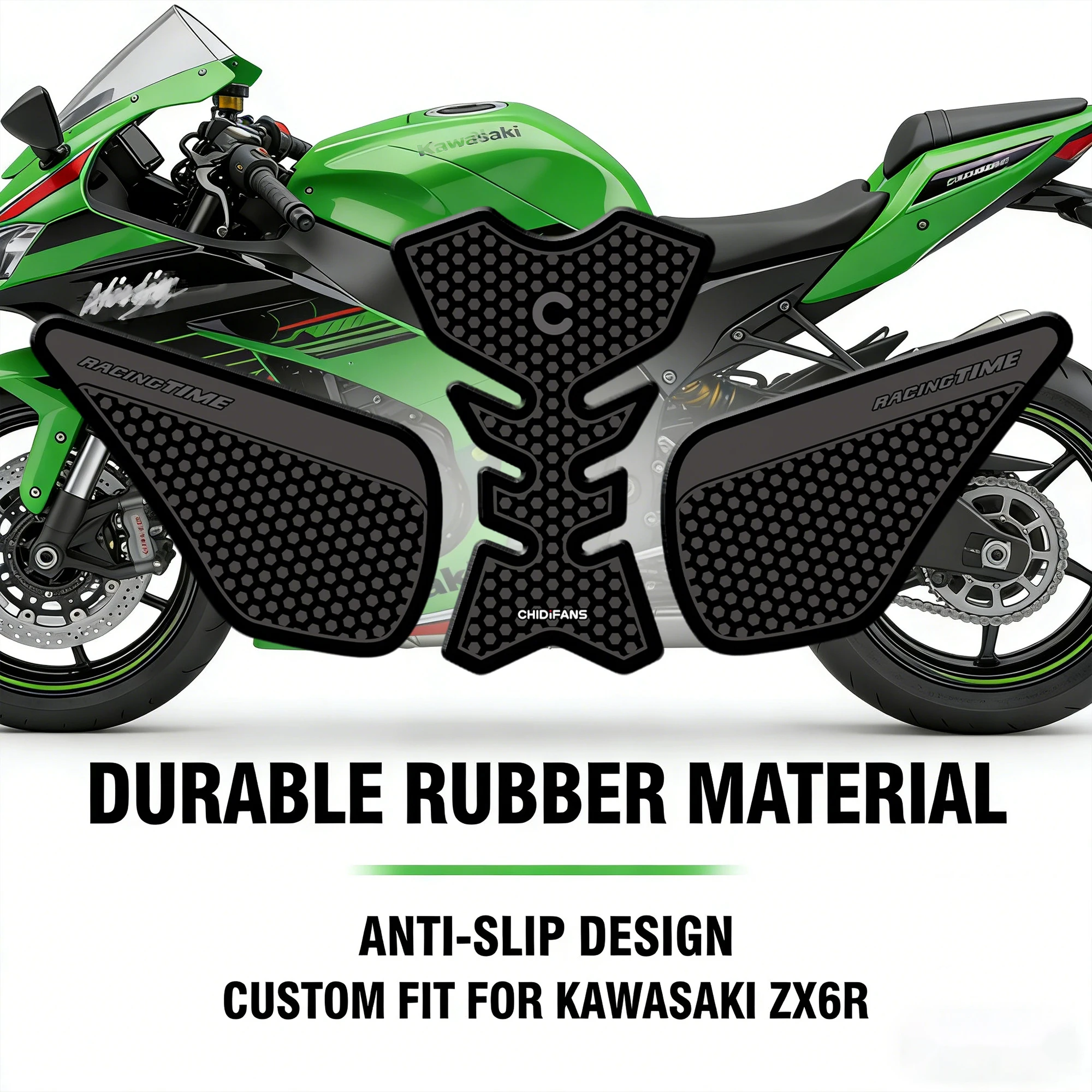 

Compatible With Ninja ZX 6R/ZX6R ZX636 2009-20 23 24 25 2026 Side Fuel Tank pad Tank Pads Protector Sticker Traction Pad Tankpad