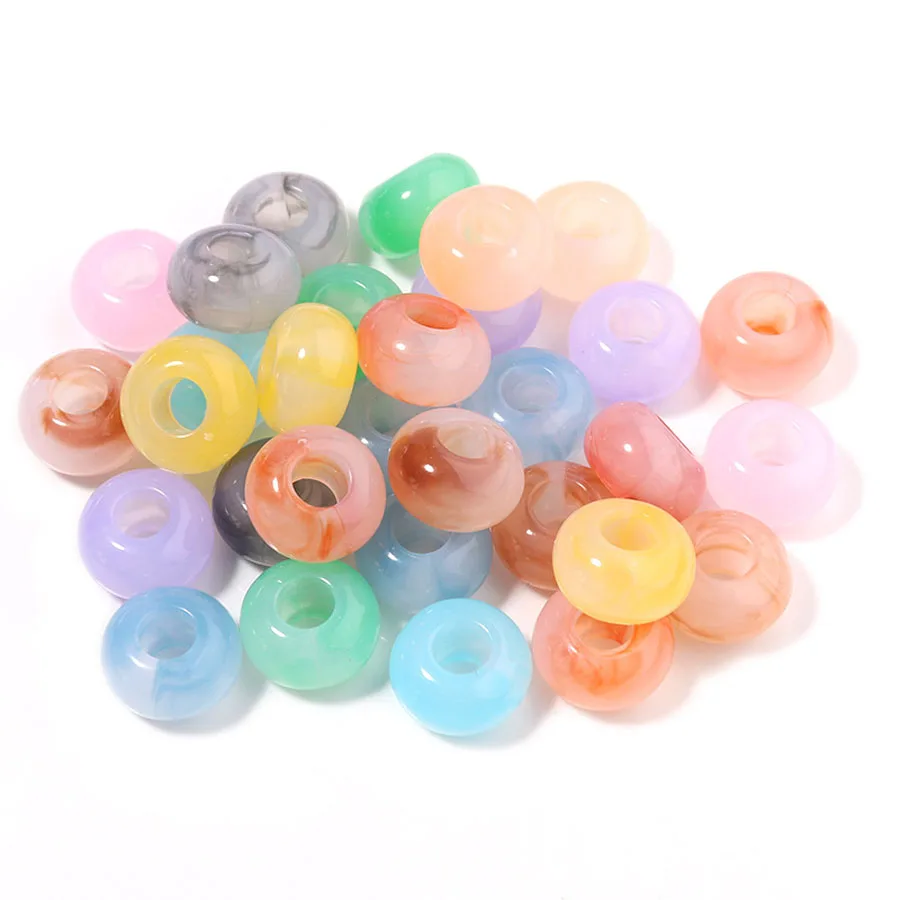 50Pcs/Pack Colorful Acrylic Beads For Jewelry Making Accessories 10 Colors Options Big Hole Beads DIY Bracelet Necklace Anklet