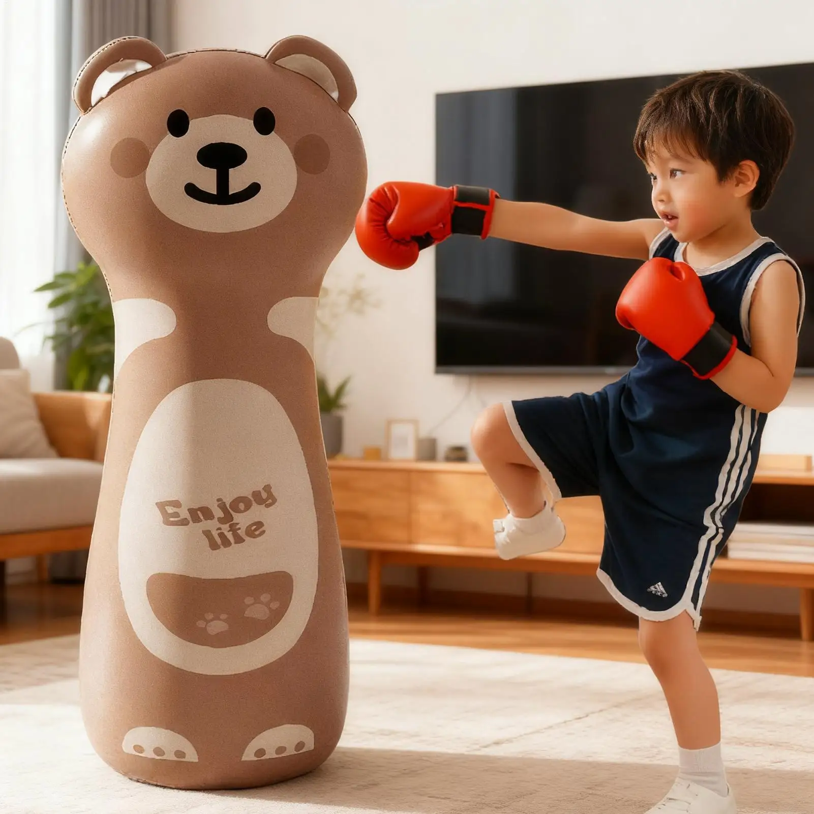 أطفال اللكم حقيبة نفخ 47 بوصة نفخ معدات الملاكمة مع قفازات ومضخة الأطفال الإجهاد الإغاثة اللكم الرمل