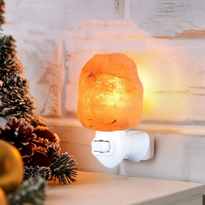 ABAE-Himalayansalt Lâmpada Luz Noturna-Feita à Mão, Plugue Rotativo, Himalayancrystal Salt Lamp Atmosphere Light US Plug