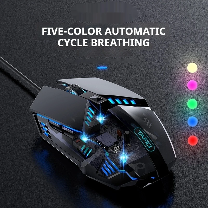 Wired Silent Mouse Rgb Lighting Effect Fast Charging Plug Play Compatible Various Systems Suitable Officse Home Gaming Playerss