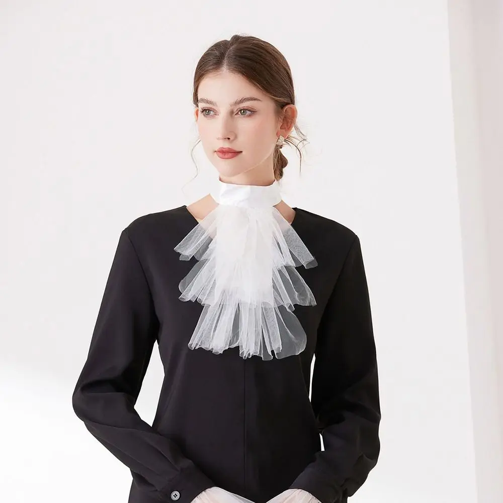 Kerah Renaisans Elegan Dapat Dilepas Alat Peraga Foto Kerah Ruff Vintage Besar Ruff Leher Elizabeth Berlapis Elegan
