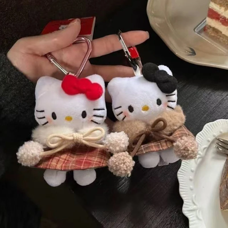 

Anime Hello Kitty Plush Coat Cloak Keychain Girls Women KT Cat School Bag Crossbody Bag Keyring Birthday Bag Charm Gifts