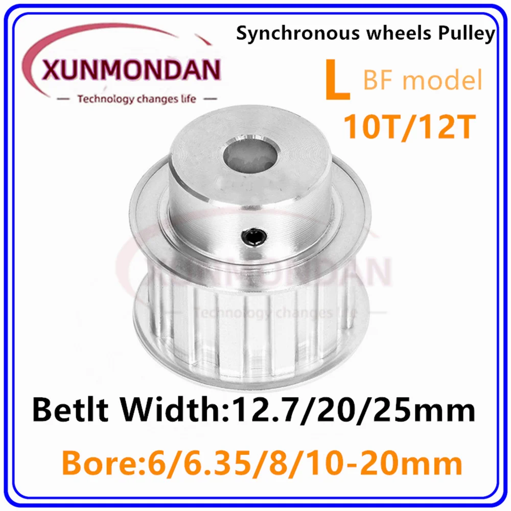 L Type Synchronous Pulley 10T/12Teeth Bore 6~20mm Teeth Pitch 9.525 mm Slot Width 14/21/27 mm For 12.7/20/25mm L Timing Belt