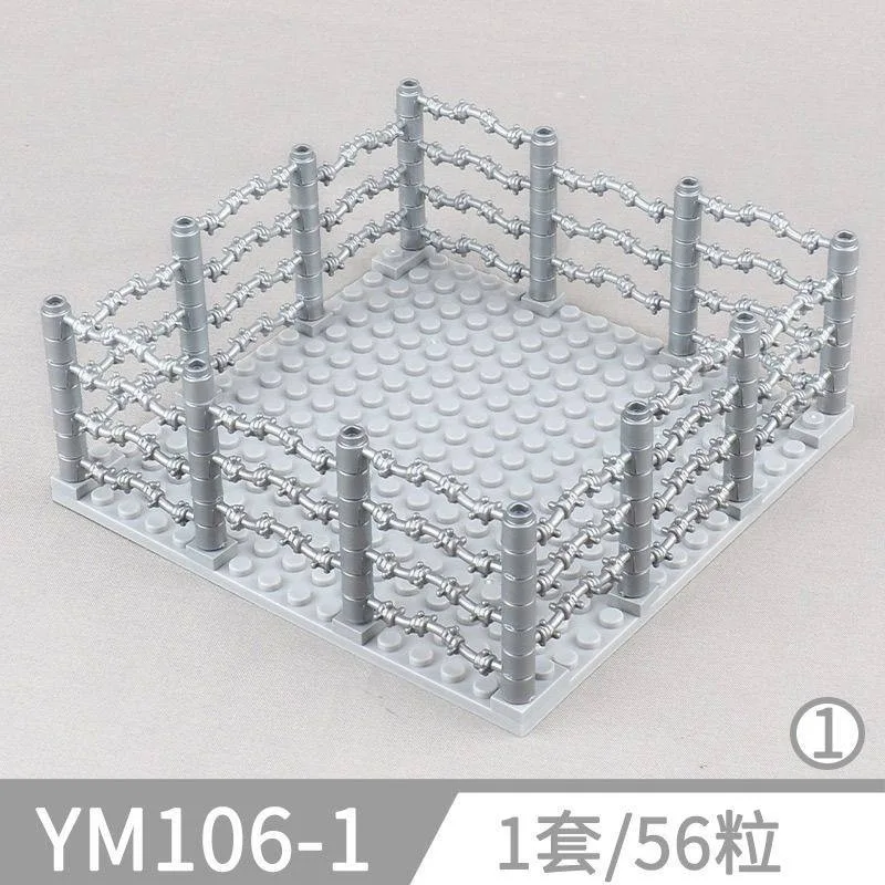 MOC Baustein-Set mit Stacheldrahtzaun, Gefängnisanlage, WWII-Minifiguren-Zubehör, Szenenmodell, Dekoratives Spielzeug-Geschenk