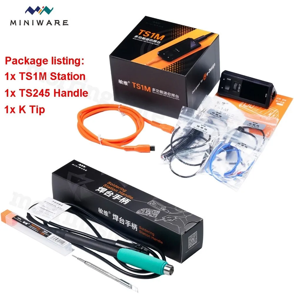 MINIWARE TS1M Multifunctionele Mini Soldeerstation met Digitaal Display voor 210/245 Handvatpunt, Reparatiekits voor Elektrisch Lassen, 200W Max