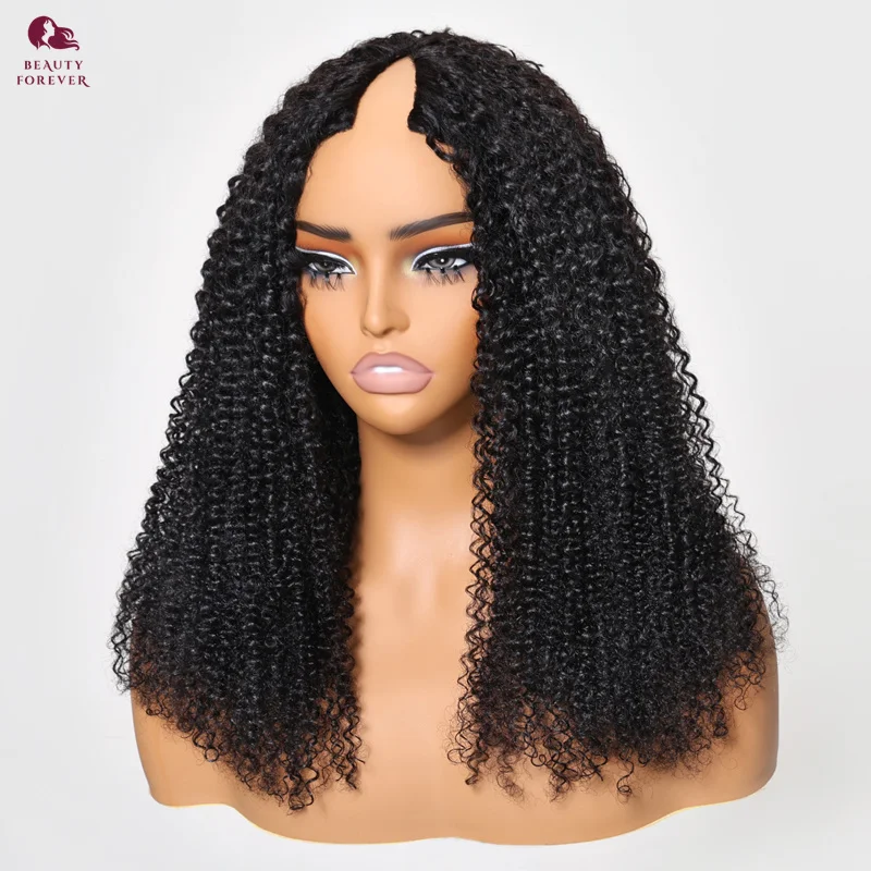 

Beauty Forever V Part Wig 100% Raw Human Hair Brazilian Jerry Curly Upgrade U Part Human Hair Wigs for Women Beginner Friendly