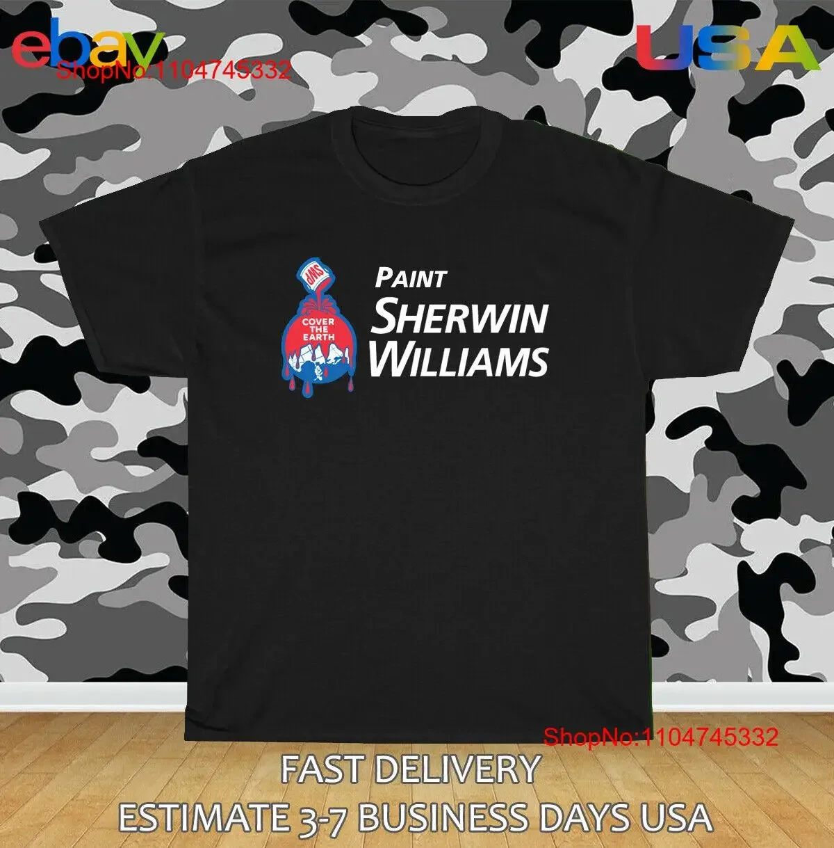 Camiseta con Logo de pintura de Sherwin Williams para hombre, camiseta vintage lavada de talla americana, Top elegante informal a la moda para uso diario, ropa de calle