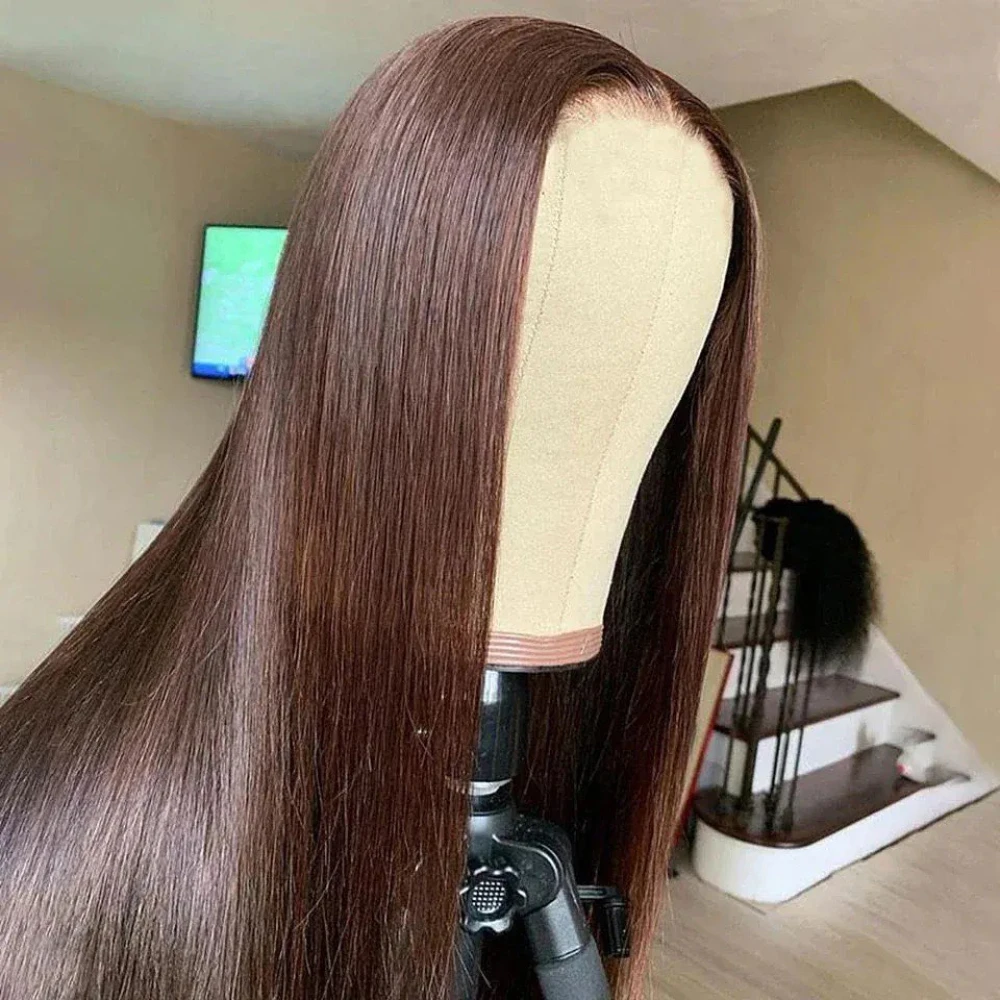 

13x4 HD Transparent Lace Front Wig Human Hair Chocolate Brown Lace Front Wig Pre Plucked With Baby Hair Brazilian Hair On Sale