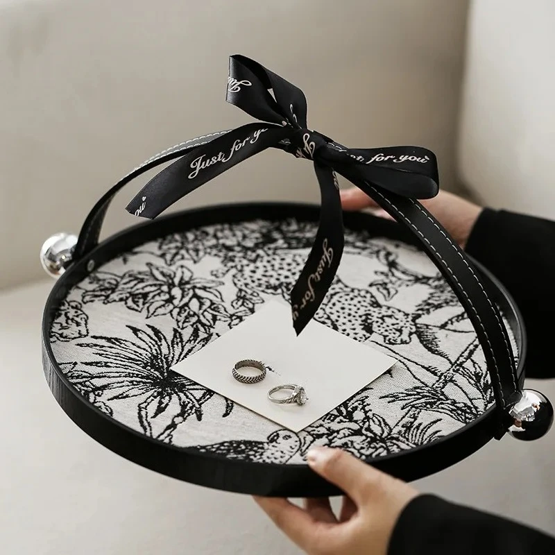 Wooden Entryway Perfume Tray Leather Scented Decorative European Style Jewelry Organizer